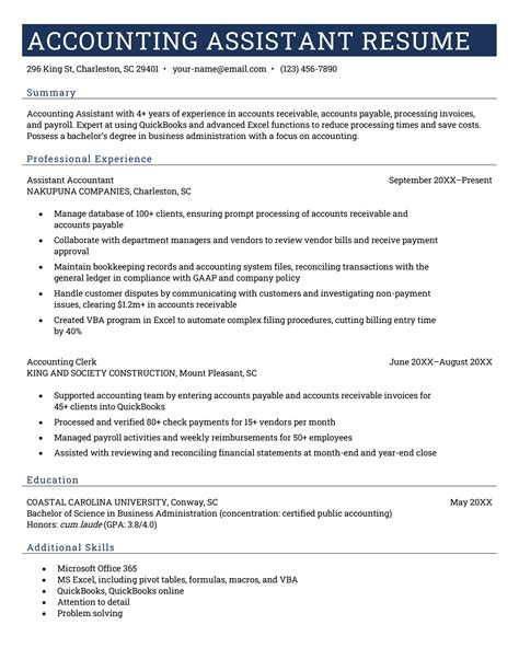 accounting assistant resume|Accounting Assistant Resume Example (Free Guide)